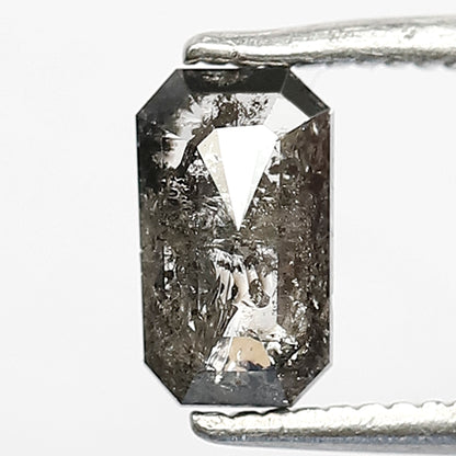 0.86 CT EMERALD Shape Natural loose Diamond 7 mm Emerald  Diamond, Grey Black color salt and pepper perfect cut polished Diamond for rings