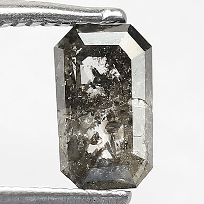 0.86 CT EMERALD Shape Natural loose Diamond 7 mm Emerald  Diamond, Grey Black color salt and pepper perfect cut polished Diamond for rings