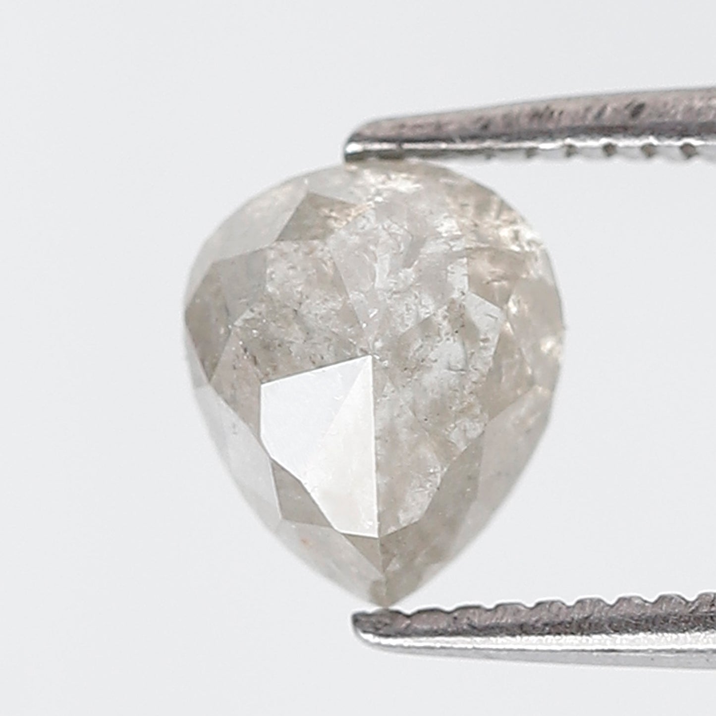 1.41 Ct Pear Shape Salt and Pepper Diamond 7 MM Misty White Color Natural Loose Diamond