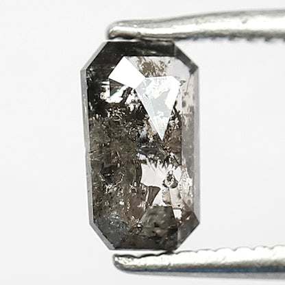 0.86 CT EMERALD Shape Natural loose Diamond 7 mm Emerald  Diamond, Grey Black color salt and pepper perfect cut polished Diamond for rings