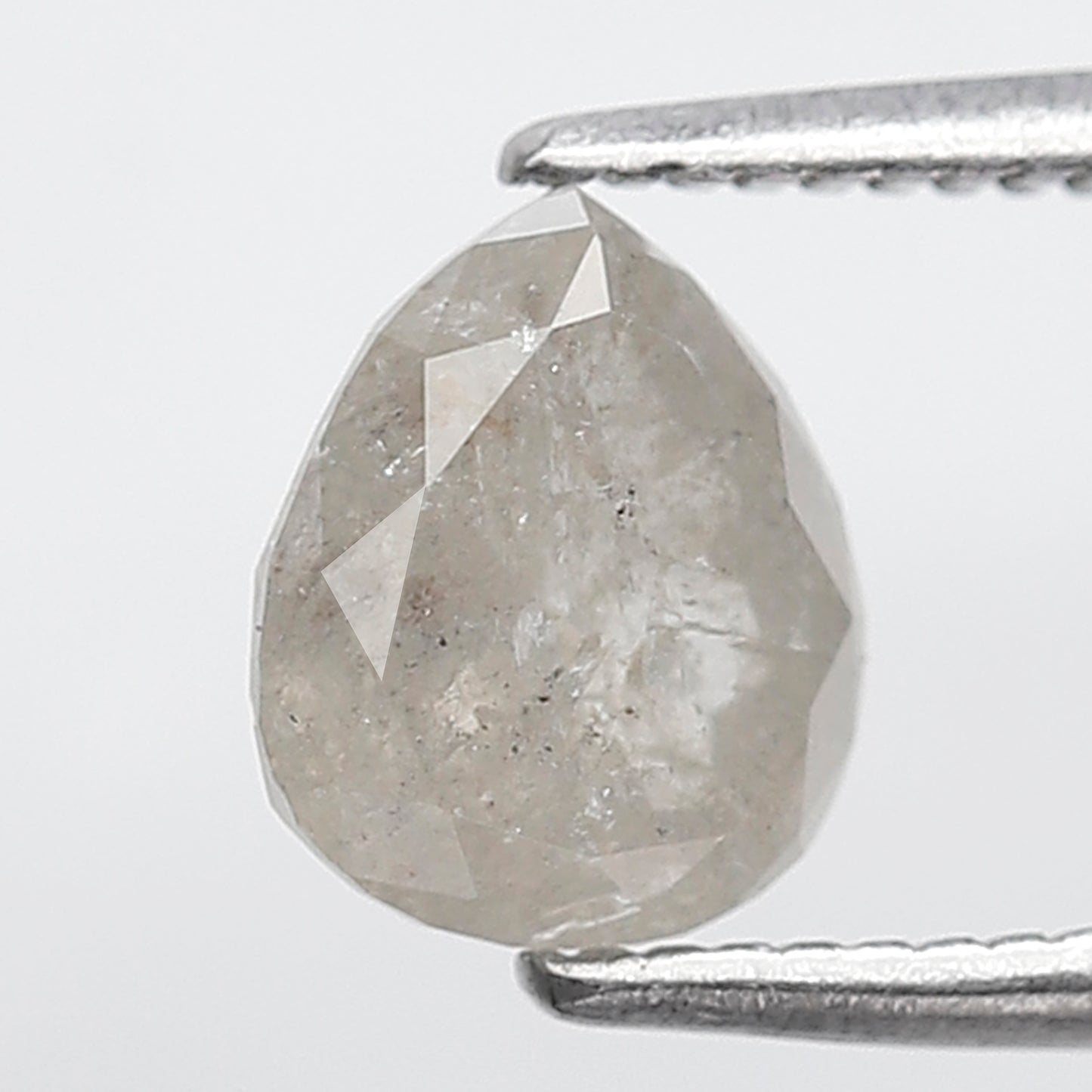 1.41 Ct Pear Shape Salt and Pepper Diamond 7 MM Misty White Color Natural Loose Diamond