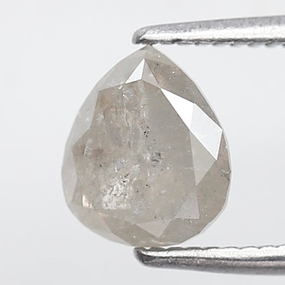1.41 Ct Pear Shape Salt and Pepper Diamond 7 MM Misty White Color Natural Loose Diamond