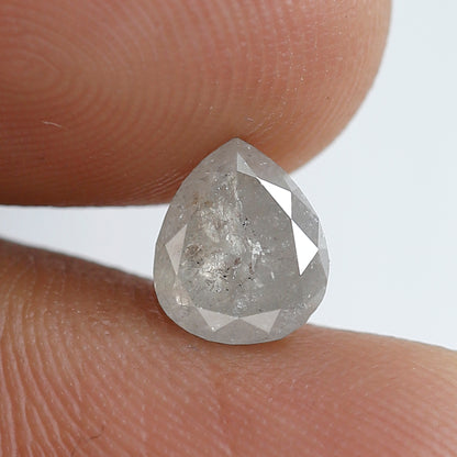 1.41 Ct Pear Shape Salt and Pepper Diamond 7 MM Misty White Color Natural Loose Diamond