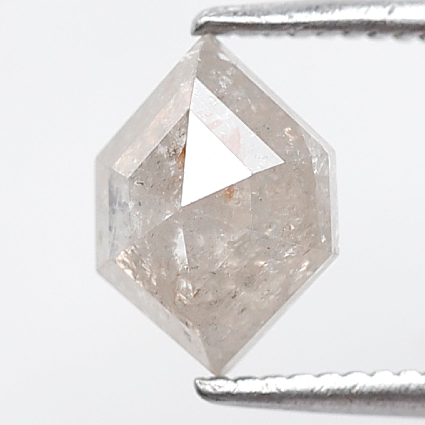 1.24 Ct Hexagon Shape Salt and Pepper Diamond 8 mm Natural Loose Misty White Color Diamond