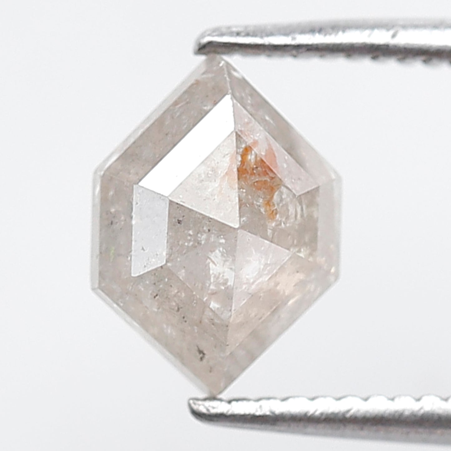 1.24 Ct Hexagon Shape Salt and Pepper Diamond 8 mm Natural Loose Misty White Color Diamond