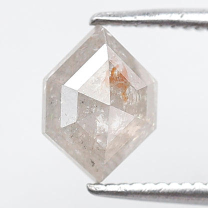 1.24 Ct Hexagon Shape Salt and Pepper Diamond 8 mm Natural Loose Misty White Color Diamond