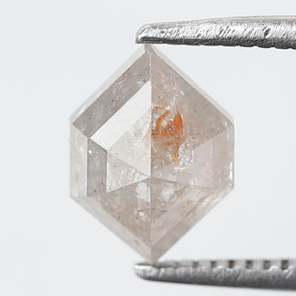 1.24 Ct Hexagon Shape Salt and Pepper Diamond 8 mm Natural Loose Misty White Color Diamond
