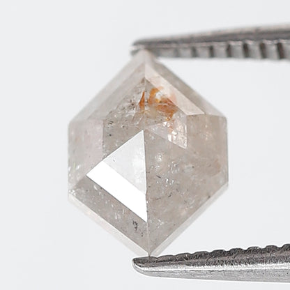 1.24 Ct Hexagon Shape Salt and Pepper Diamond 8 mm Natural Loose Misty White Color Diamond
