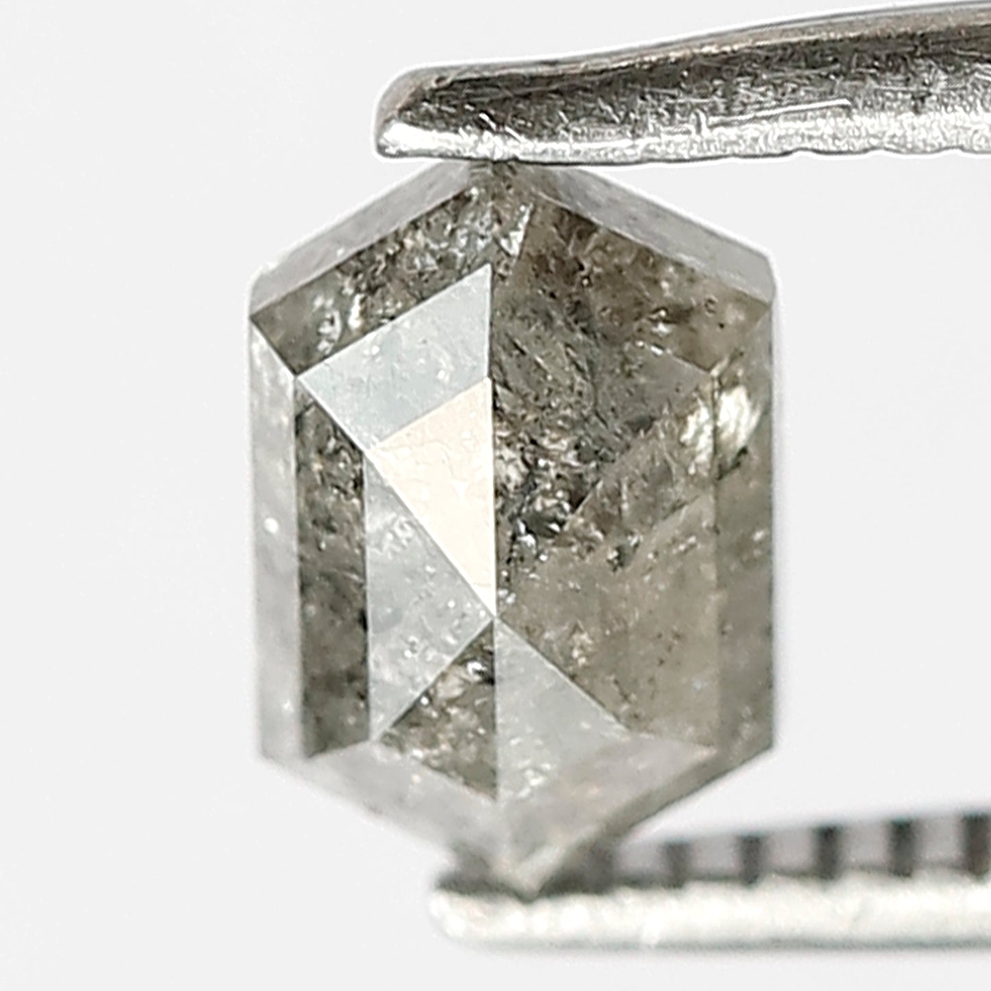 0.90 CT Grey Black Color Diamond HEXAGON Shape Natural Loose Diamond, 6 mm Hexagon Cut salt and pepper diamond for making wedding ring