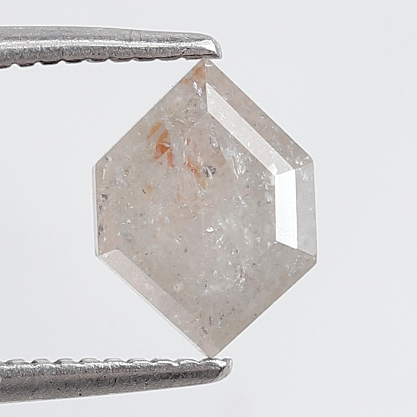 1.24 Ct Hexagon Shape Salt and Pepper Diamond 8 mm Natural Loose Misty White Color Diamond