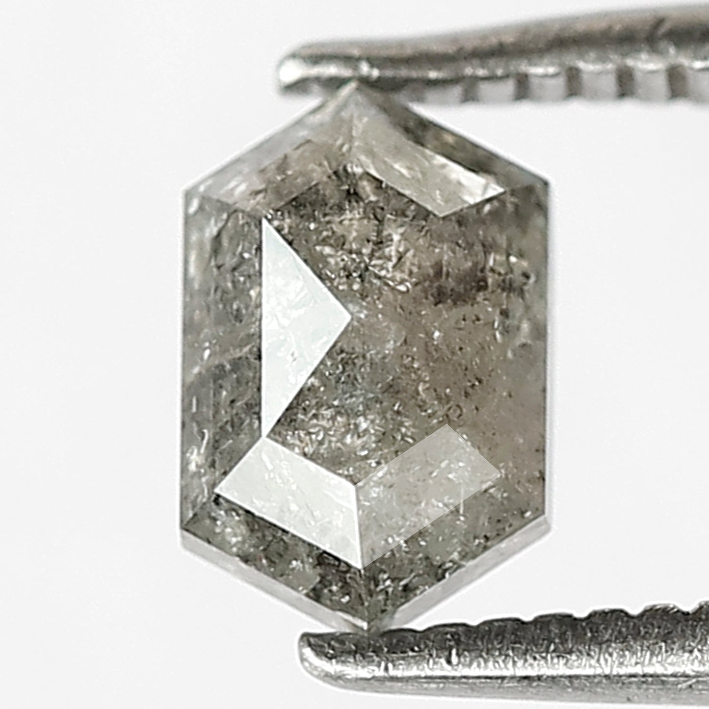 0.90 CT Grey Black Color Diamond HEXAGON Shape Natural Loose Diamond, 6 mm Hexagon Cut salt and pepper diamond for making wedding ring
