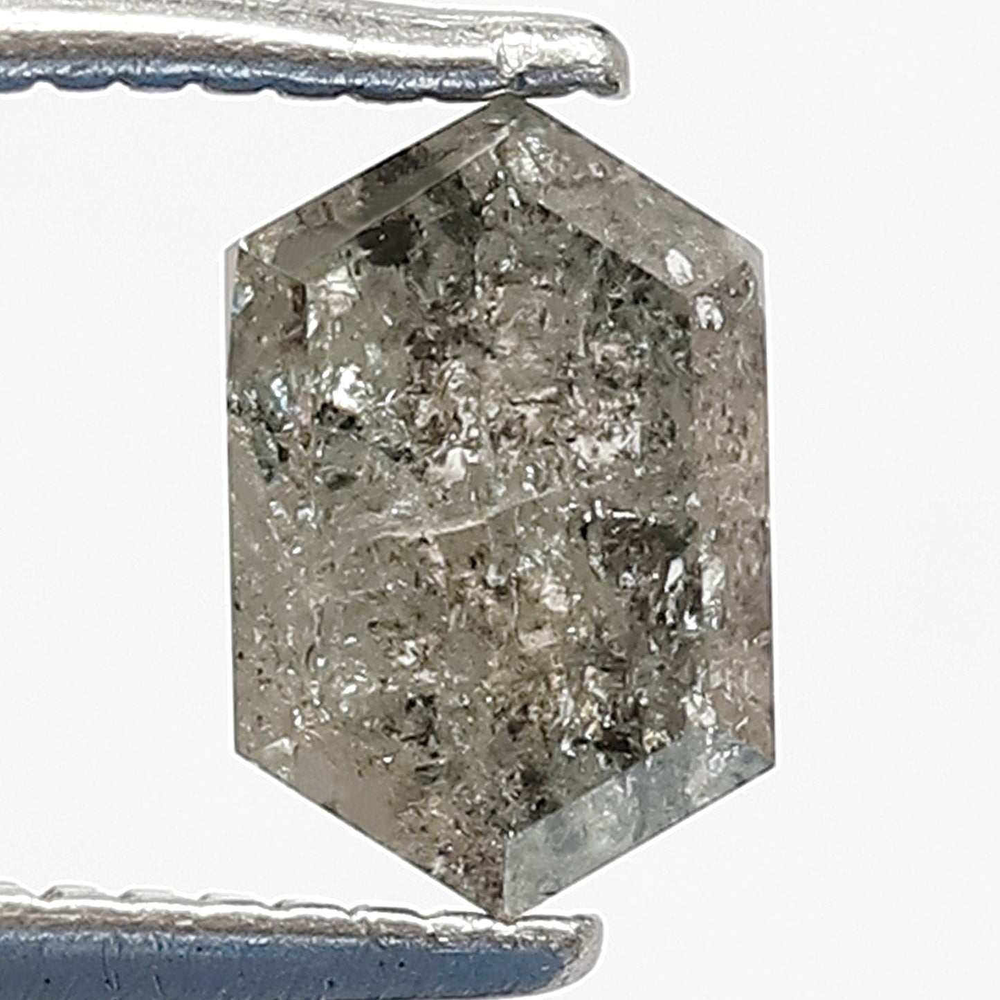 0.90 CT Grey Black Color Diamond HEXAGON Shape Natural Loose Diamond, 6 mm Hexagon Cut salt and pepper diamond for making wedding ring