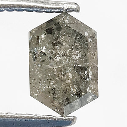 0.90 CT Grey Black Color Diamond HEXAGON Shape Natural Loose Diamond, 6 mm Hexagon Cut salt and pepper diamond for making wedding ring