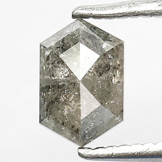 0.90 CT Grey Black Color Diamond HEXAGON Shape Natural Loose Diamond, 6 mm Hexagon Cut salt and pepper diamond for making wedding ring