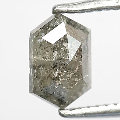 0.90 CT Grey Black Color Diamond HEXAGON Shape Natural Loose Diamond, 6 mm Hexagon Cut salt and pepper diamond for making wedding ring