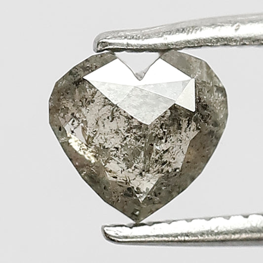 0.80 CT 5 mm Multi Faceted Heart Shape Salt and Pepper Loose Natural polished Back Diamond Charming Grey Color made for Handmade Jewelry