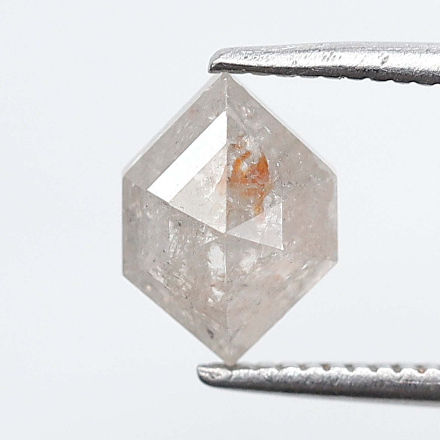 1.24 Ct Hexagon Shape Salt and Pepper Diamond 8 mm Natural Loose Misty White Color Diamond