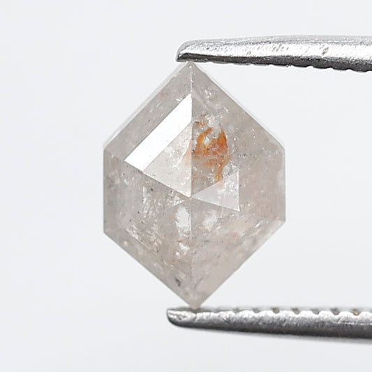 1.24 Ct Hexagon Shape Salt and Pepper Diamond 8 mm Natural Loose Misty White Color Diamond