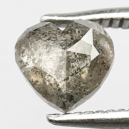 0.80 CT 5 mm Multi Faceted Heart Shape Salt and Pepper Loose Natural polished Back Diamond Charming Grey Color made for Handmade Jewelry