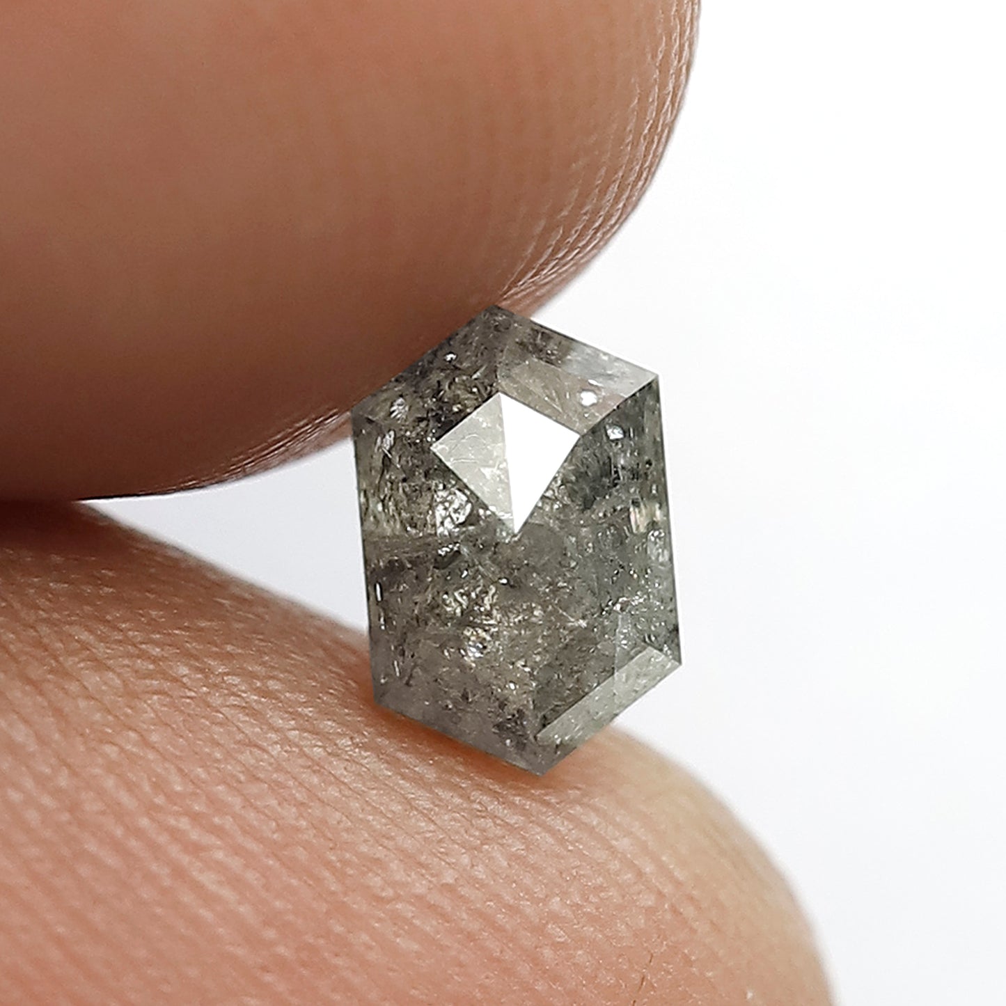 0.90 CT Grey Black Color Diamond HEXAGON Shape Natural Loose Diamond, 6 mm Hexagon Cut salt and pepper diamond for making wedding ring