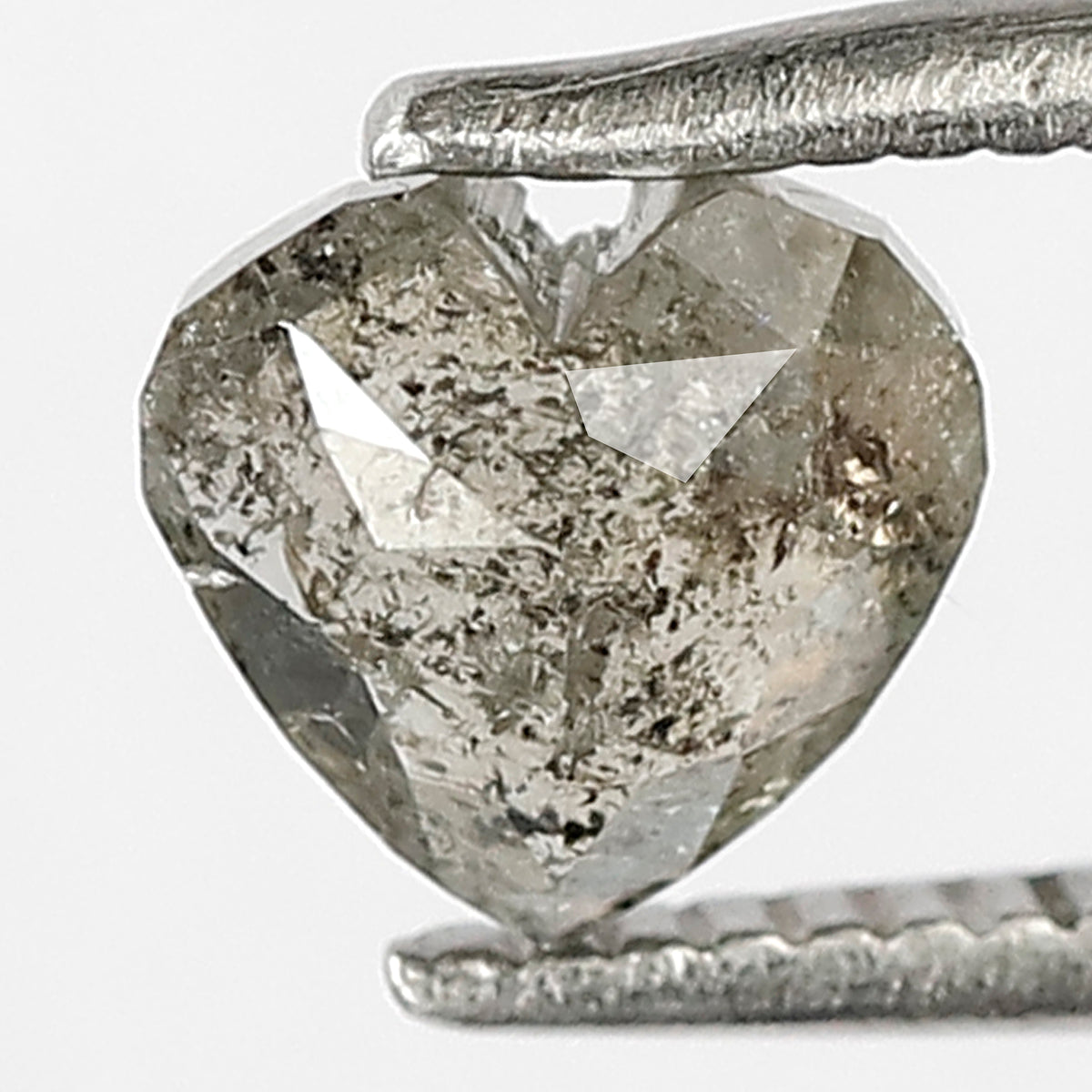 0.80 CT 5 mm Multi Faceted Heart Shape Salt and Pepper Loose Natural polished Back Diamond Charming Grey Color made for Handmade Jewelry