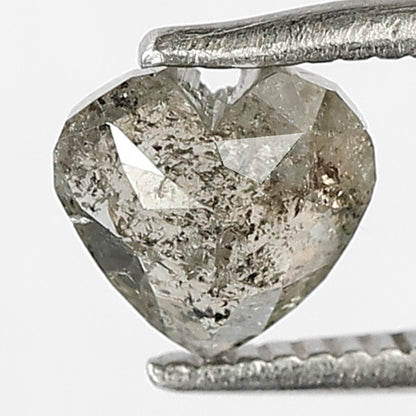 0.80 CT 5 mm Multi Faceted Heart Shape Salt and Pepper Loose Natural polished Back Diamond Charming Grey Color made for Handmade Jewelry