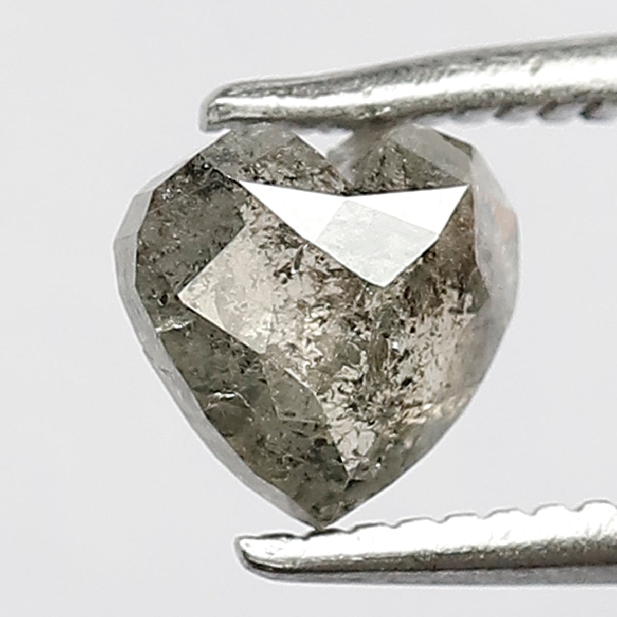 0.80 CT 5 mm Multi Faceted Heart Shape Salt and Pepper Loose Natural polished Back Diamond Charming Grey Color made for Handmade Jewelry