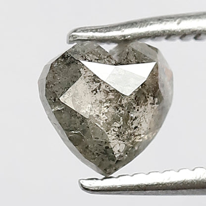 0.80 CT 5 mm Multi Faceted Heart Shape Salt and Pepper Loose Natural polished Back Diamond Charming Grey Color made for Handmade Jewelry