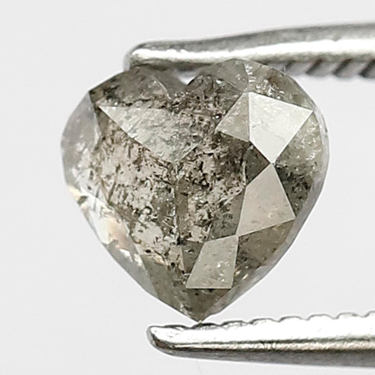 0.80 CT 5 mm Multi Faceted Heart Shape Salt and Pepper Loose Natural polished Back Diamond Charming Grey Color made for Handmade Jewelry