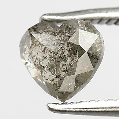 0.80 CT 5 mm Multi Faceted Heart Shape Salt and Pepper Loose Natural polished Back Diamond Charming Grey Color made for Handmade Jewelry