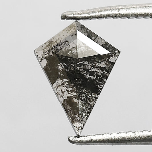 0.53 CT Translucent Kite Shape Salt and Pepper Diamond | 9.50 mm Natural Gray Black Ethical Loose Diamond