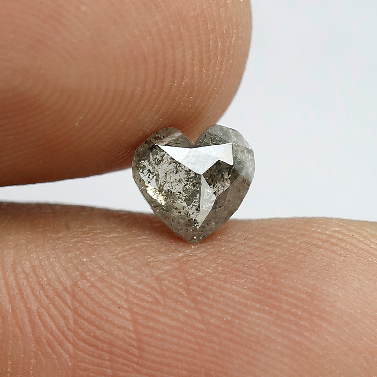 0.80 CT 5 mm Multi Faceted Heart Shape Salt and Pepper Loose Natural polished Back Diamond Charming Grey Color made for Handmade Jewelry
