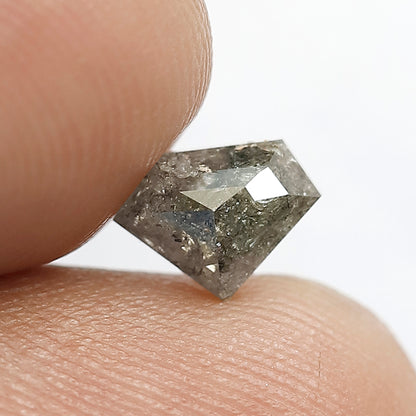 1.09 CT DIAMOND Shape natural loose diamond,grey black color salt and pepper diamond, 5 mm Diamond For Custom Design Prong Setting Ring