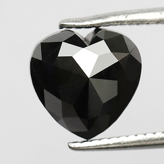 2.24 CT Heart Shape Natural Black Diamond, 7.80 MM Loose Conflict Free Diamond For Proposal Ring