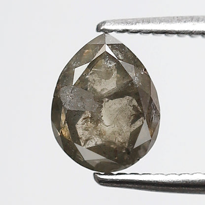 1.12 Ct Pear Shape Natural Loose Diamond 7 MM Greenish Grey Color Salt and Pepper Diamond