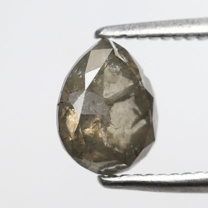 1.12 Ct Pear Shape Natural Loose Diamond 7 MM Greenish Grey Color Salt and Pepper Diamond