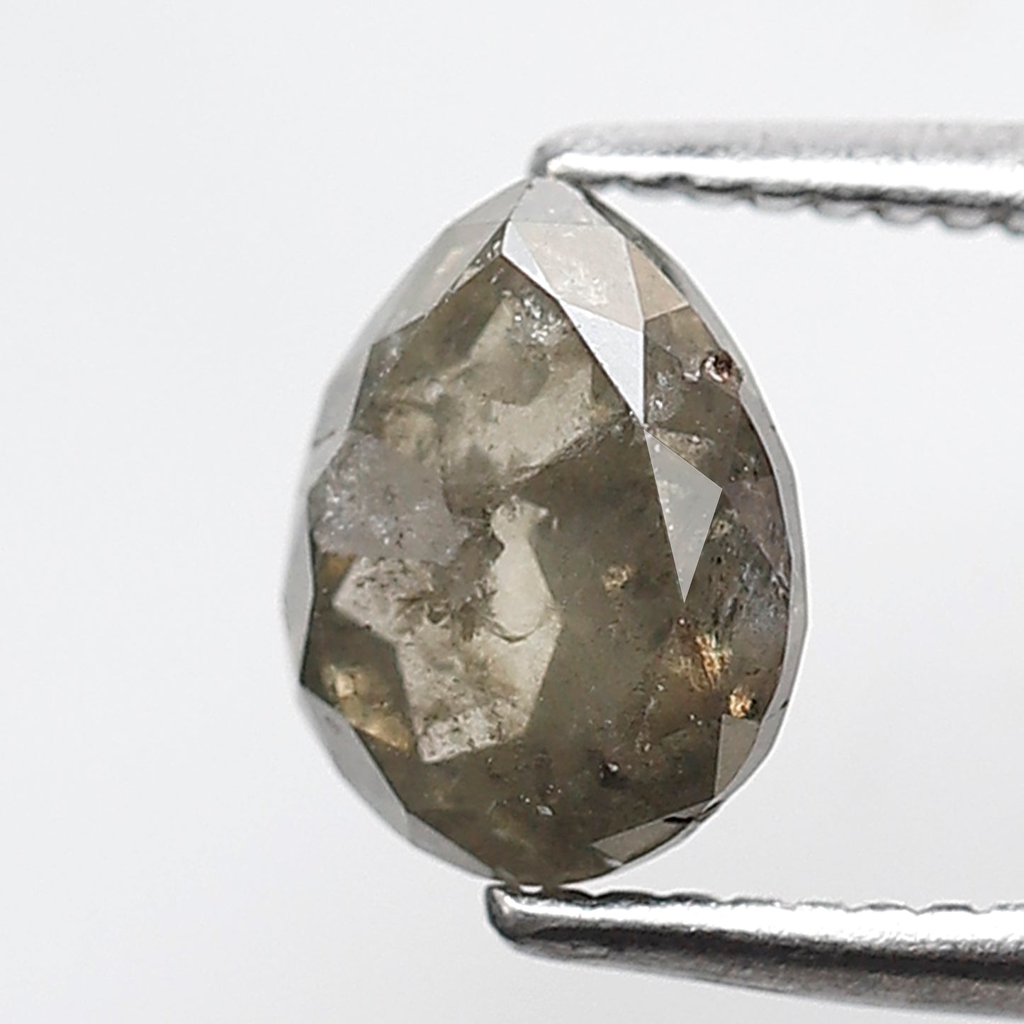 1.12 Ct Pear Shape Natural Loose Diamond 7 MM Greenish Grey Color Salt and Pepper Diamond