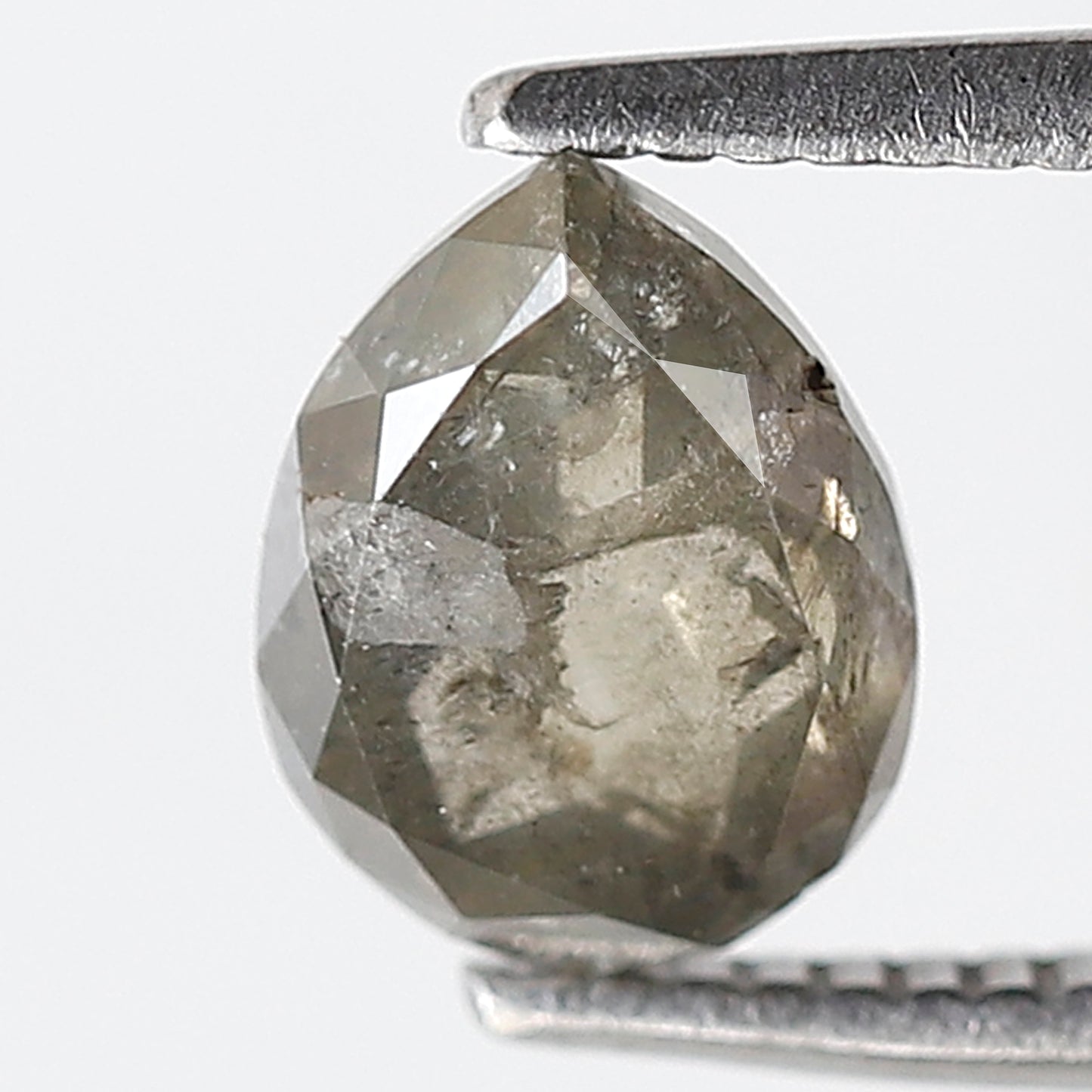 1.12 Ct Pear Shape Natural Loose Diamond 7 MM Greenish Grey Color Salt and Pepper Diamond
