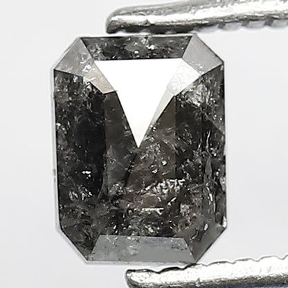 0.89 CT EMERALD Shape natural loose Diamond,grey black color salt and pepper diamond, 6 mm emerald cut diamond for making fancy wedding ring