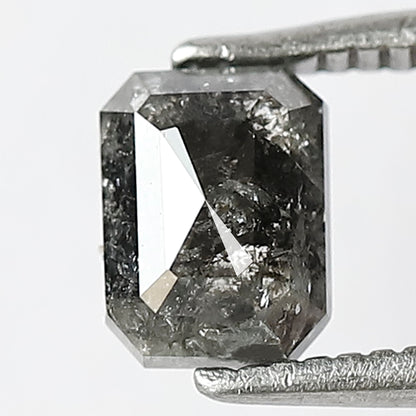 0.89 CT EMERALD Shape natural loose Diamond,grey black color salt and pepper diamond, 6 mm emerald cut diamond for making fancy wedding ring