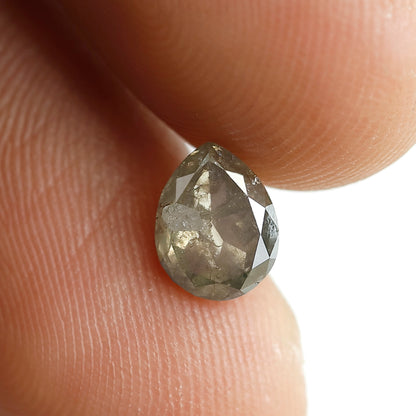 1.12 Ct Pear Shape Natural Loose Diamond 7 MM Greenish Grey Color Salt and Pepper Diamond