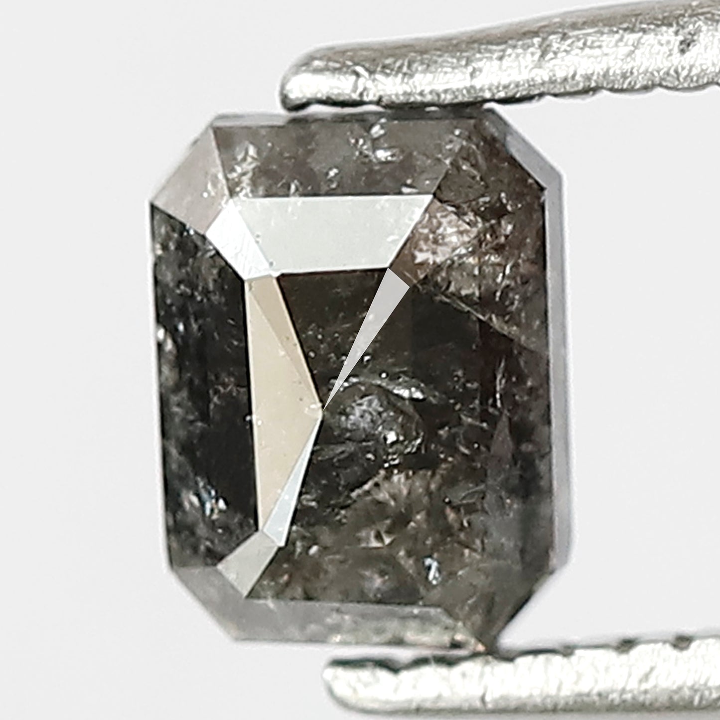 0.89 CT EMERALD Shape natural loose Diamond,grey black color salt and pepper diamond, 6 mm emerald cut diamond for making fancy wedding ring