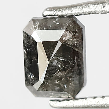 0.89 CT EMERALD Shape natural loose Diamond,grey black color salt and pepper diamond, 6 mm emerald cut diamond for making fancy wedding ring