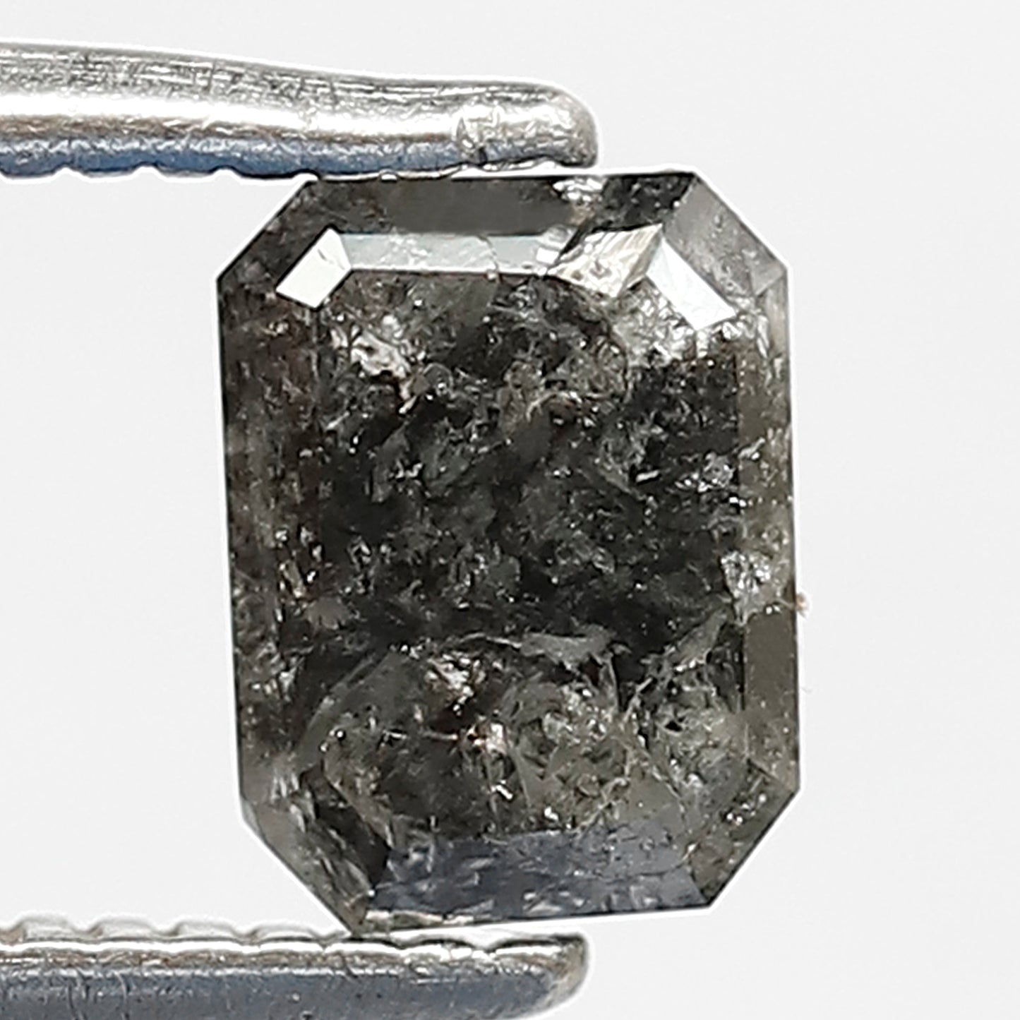 0.89 CT EMERALD Shape natural loose Diamond,grey black color salt and pepper diamond, 6 mm emerald cut diamond for making fancy wedding ring
