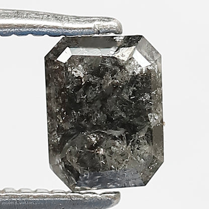 0.89 CT EMERALD Shape natural loose Diamond,grey black color salt and pepper diamond, 6 mm emerald cut diamond for making fancy wedding ring