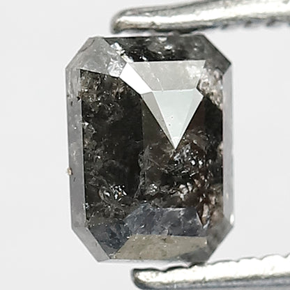 0.89 CT EMERALD Shape natural loose Diamond,grey black color salt and pepper diamond, 6 mm emerald cut diamond for making fancy wedding ring