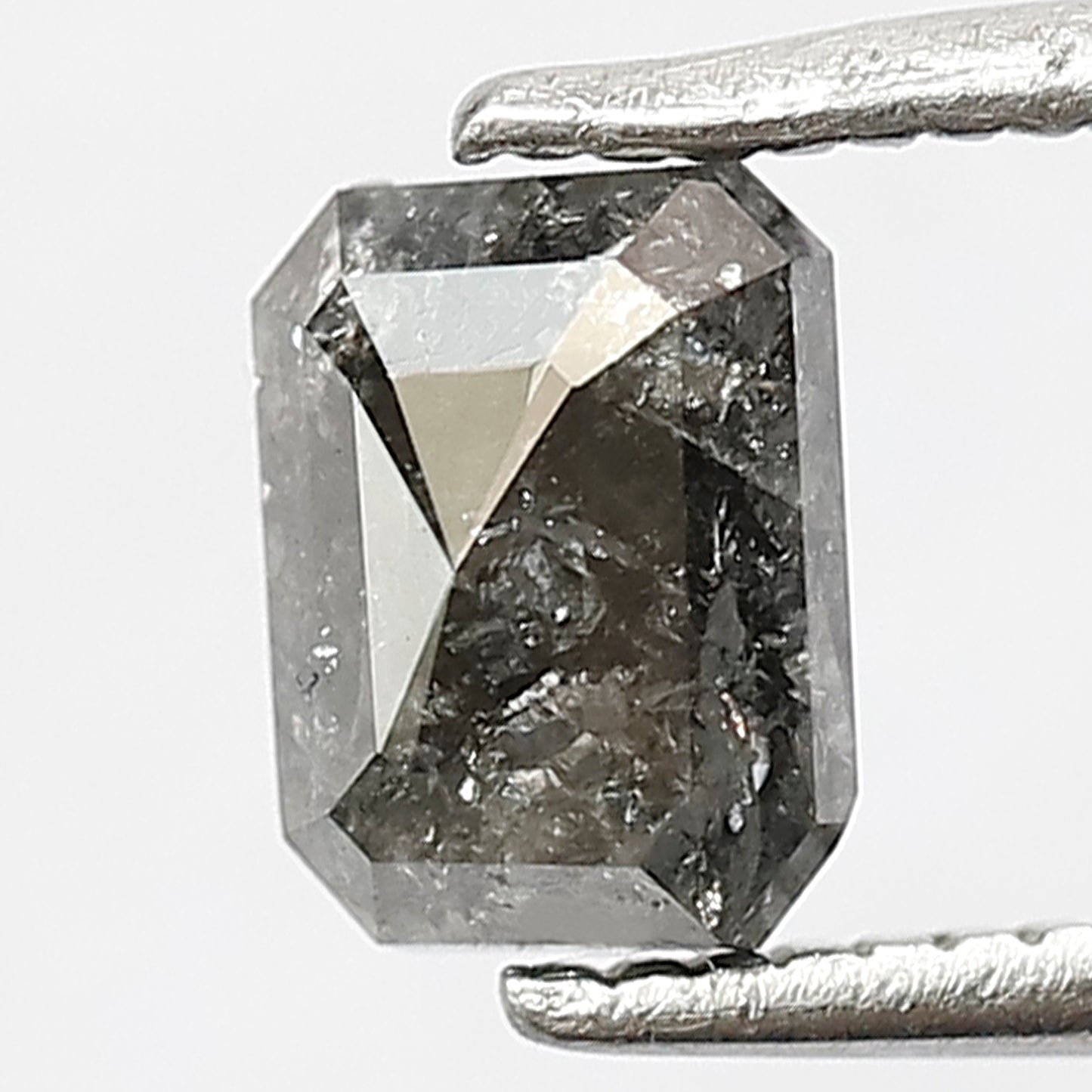 0.89 CT EMERALD Shape natural loose Diamond,grey black color salt and pepper diamond, 6 mm emerald cut diamond for making fancy wedding ring