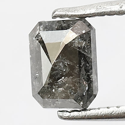 0.89 CT EMERALD Shape natural loose Diamond,grey black color salt and pepper diamond, 6 mm emerald cut diamond for making fancy wedding ring