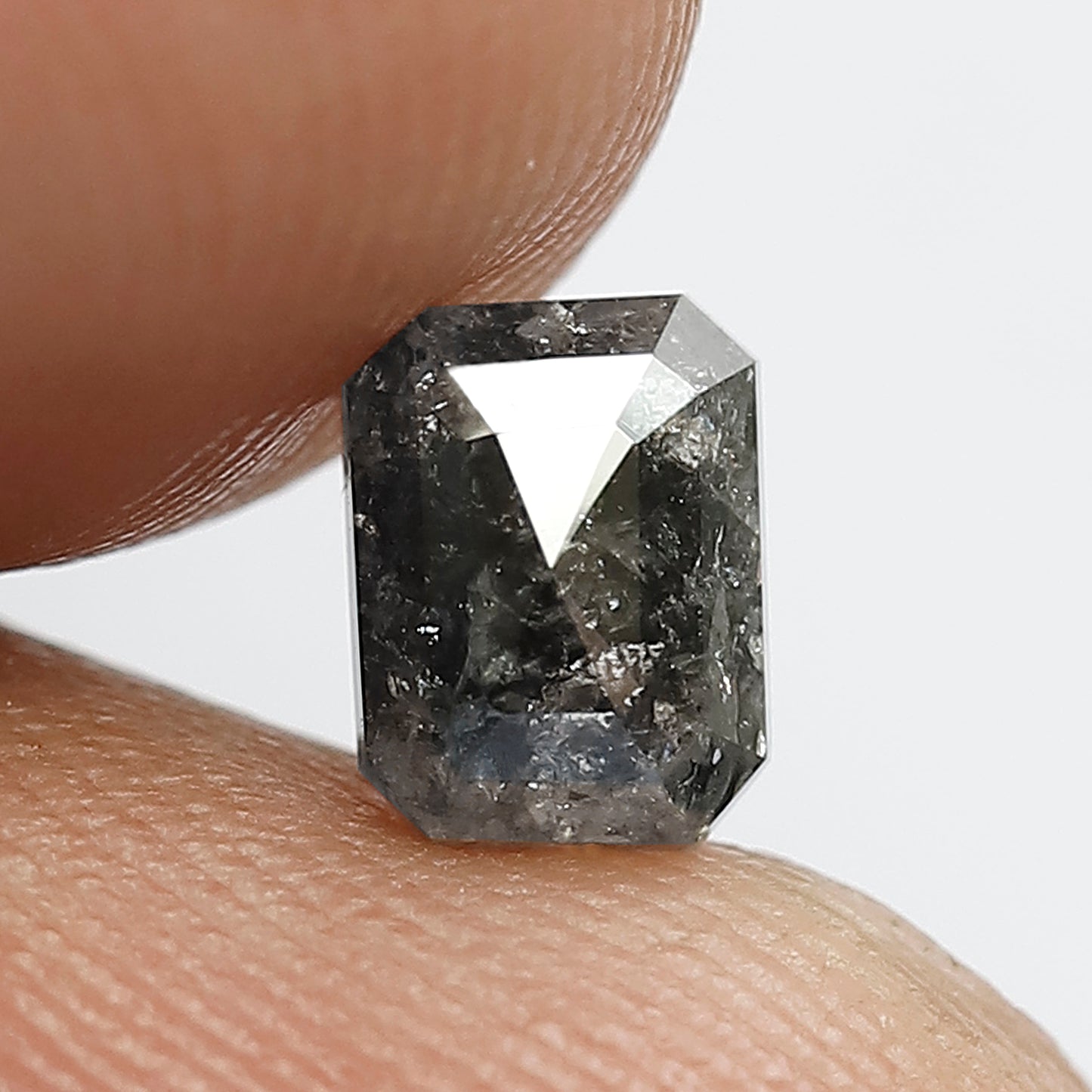 0.89 CT EMERALD Shape natural loose Diamond,grey black color salt and pepper diamond, 6 mm emerald cut diamond for making fancy wedding ring