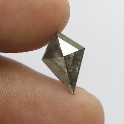 1.64 CT Kite Shape Salt and Pepper Diamond | Natural Gray Black Loose Earth Mined Diamond For Making Wedding Band